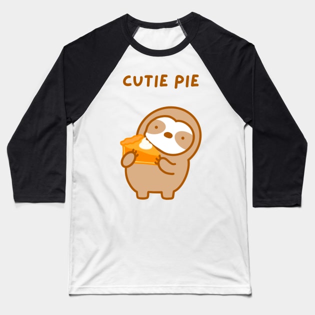 Cutie Pie Thanksgiving Pumpkin Pie Sloth Baseball T-Shirt by theslothinme